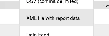 Text in the center showing XML file with report data